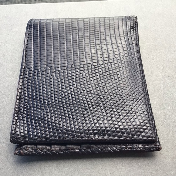 Neiman Marcus Slim Signature Lizard Wallet Made in USA Black - Picture 15 of 15